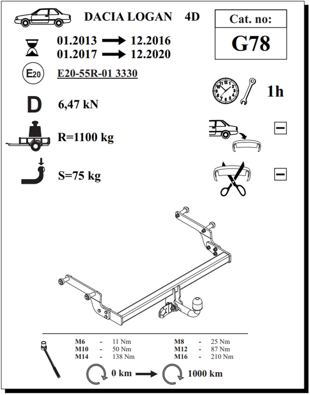 Dacia Logan Çeki Demiri , Kuğu Boynu - Sabit , 2013 - 2020