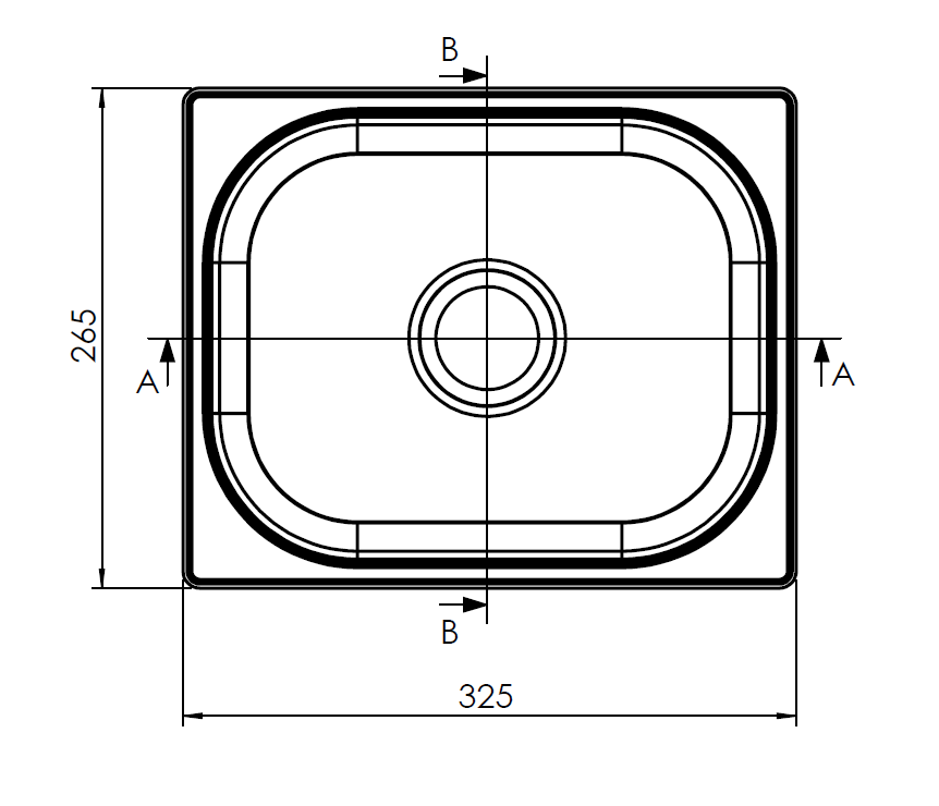 Dikdörtgen 304 Paslanmaz Çelik Eviye – 26,5 x 32,5 cm Lavabo