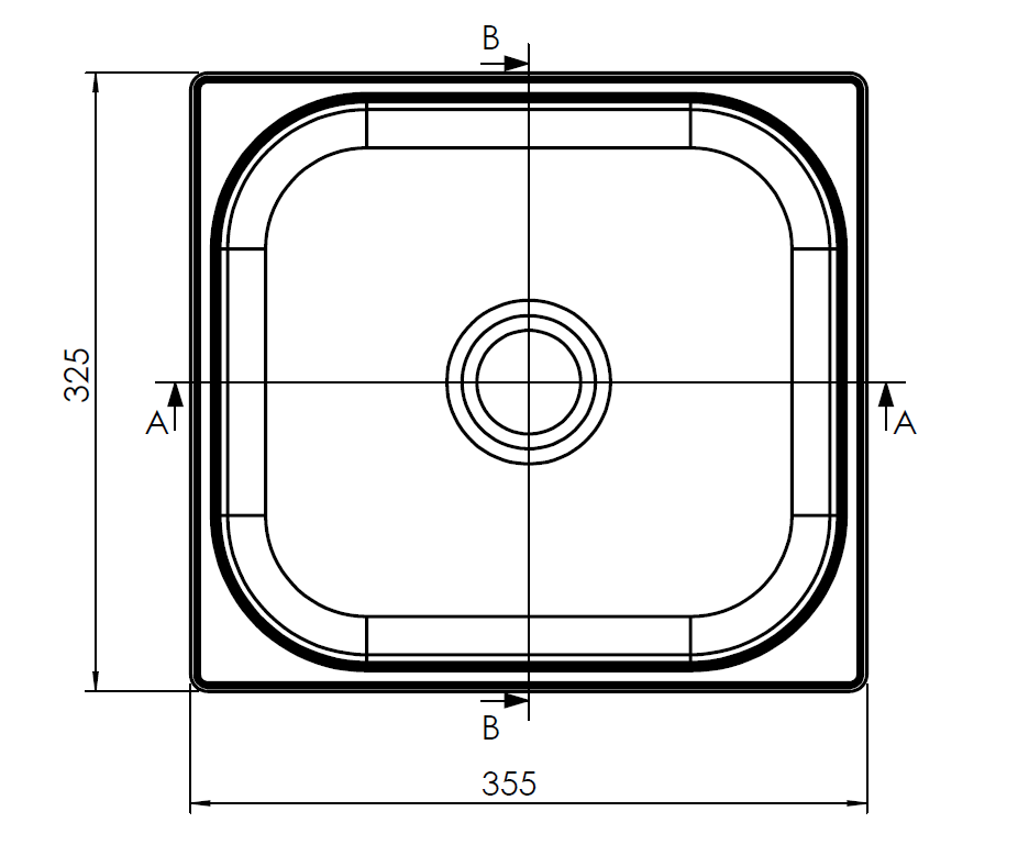 Dikdörtgen 304 Paslanmaz Çelik Eviye – 32,5 x 35,5 cm Lavabo