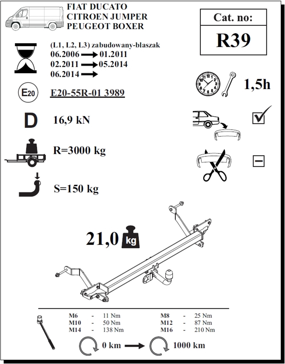 Fiat Ducato Panelvan L1-L2-L3 Çeki Demiri , Kuğu Boynu - Sabit , 2006 - Bugüne