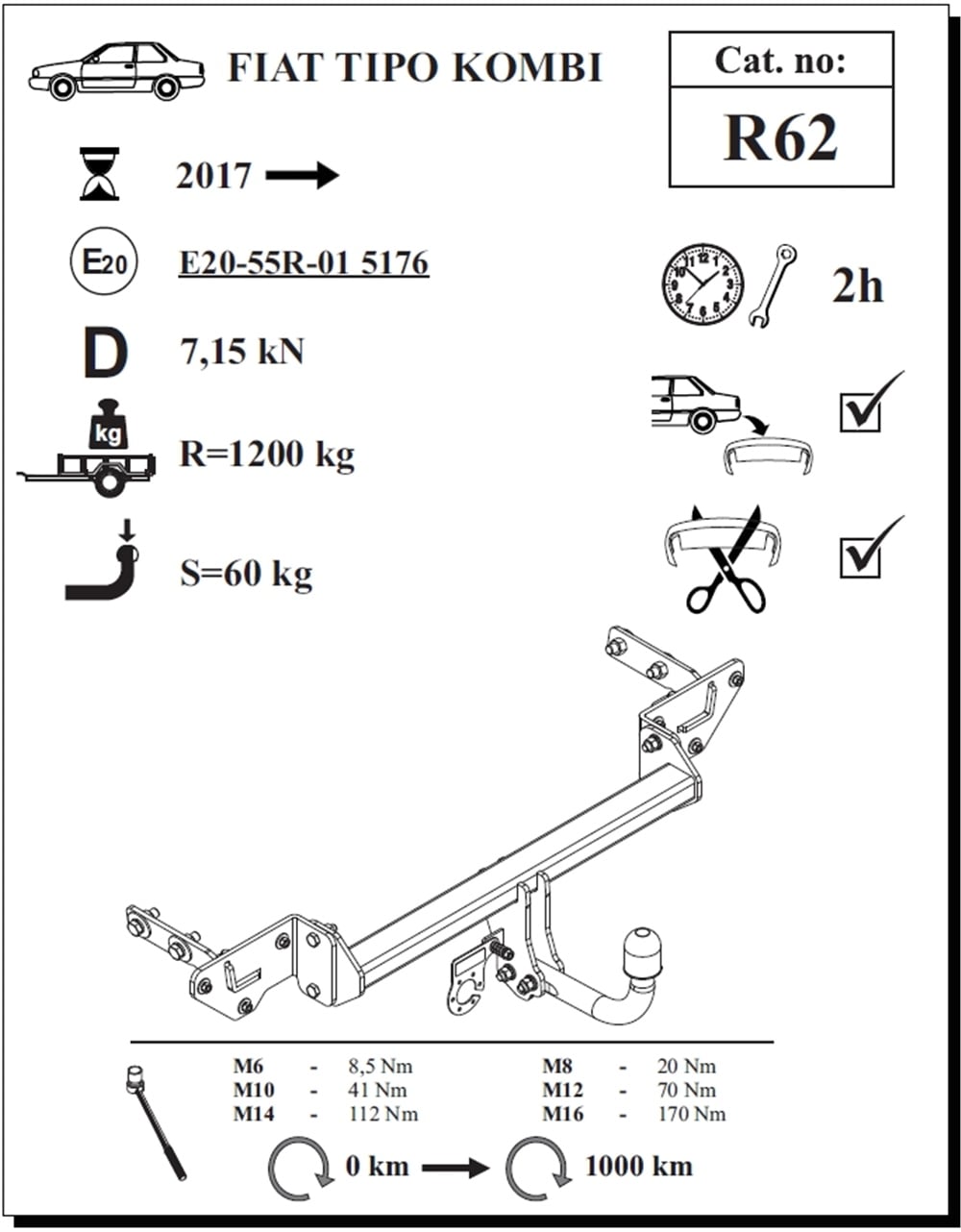 Fiat Egea SW Çeki Demiri , Kuğu Boynu - Sabit , 2017 - Bugüne
