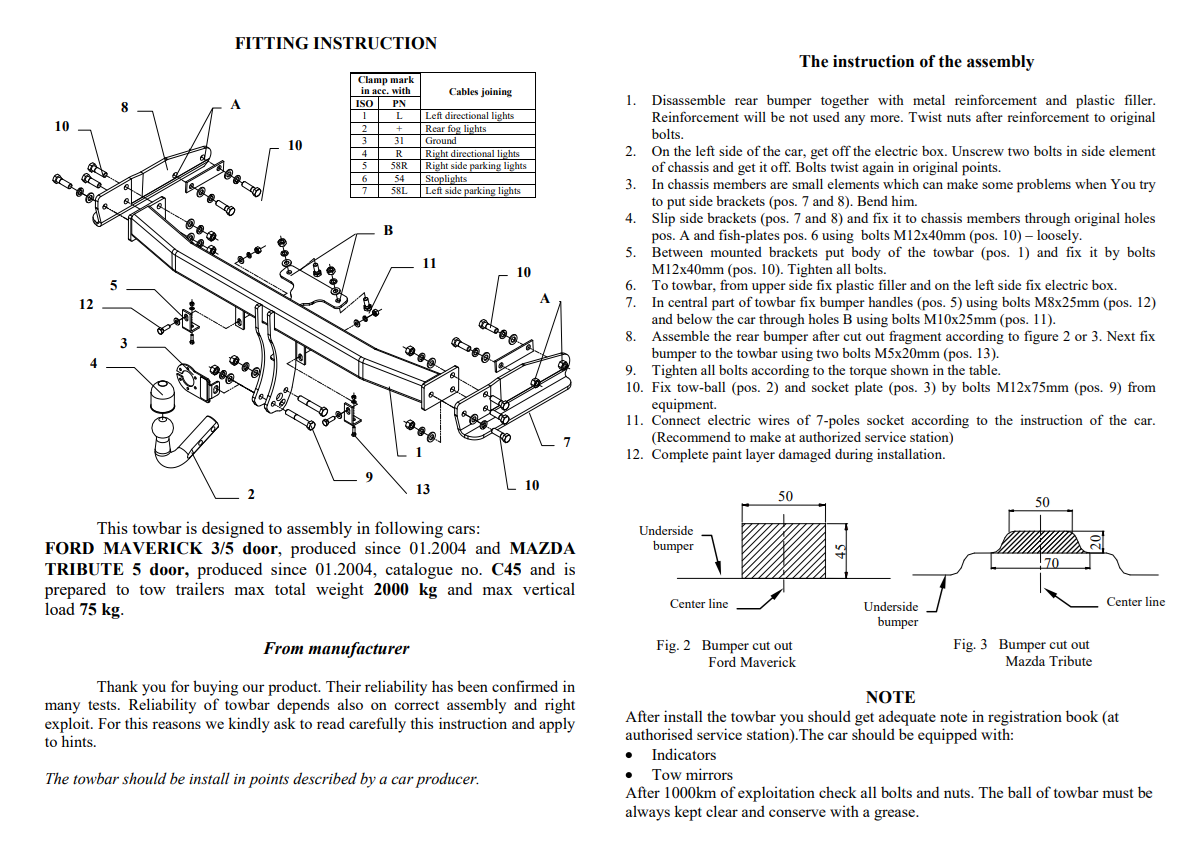 Ford Maverick Çeki Demiri , Kuğu Boynu - Sabit , 2004 - Bugüne