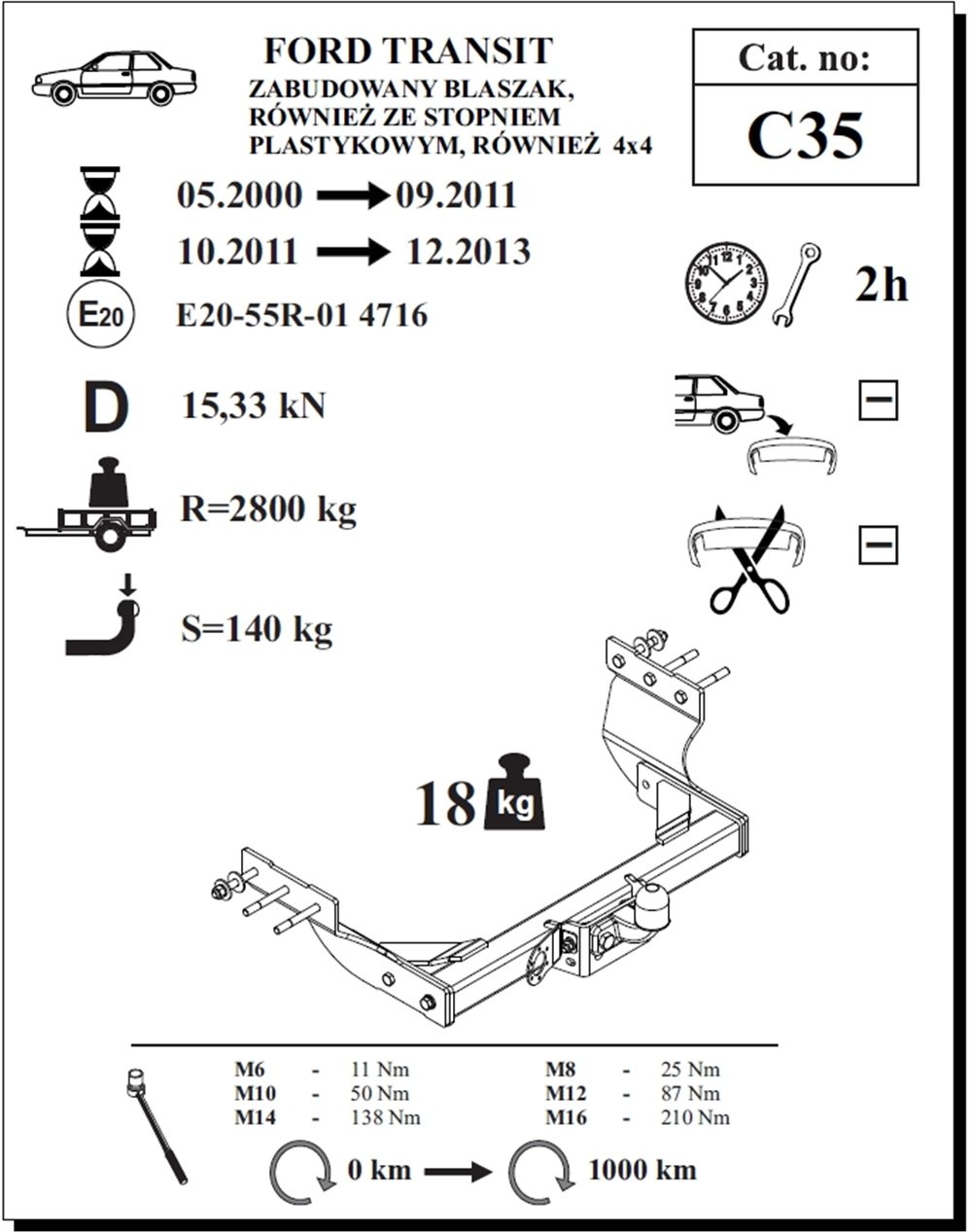 Ford Transit Çeki Demiri , Flanşlı , 2000 - 2013