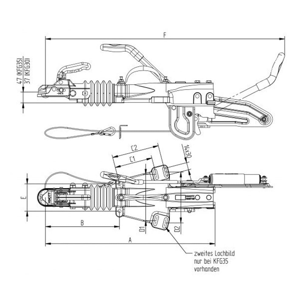 Frenli Çeki Oku - V Model - 3500 Kg - Knott - KFGL35A