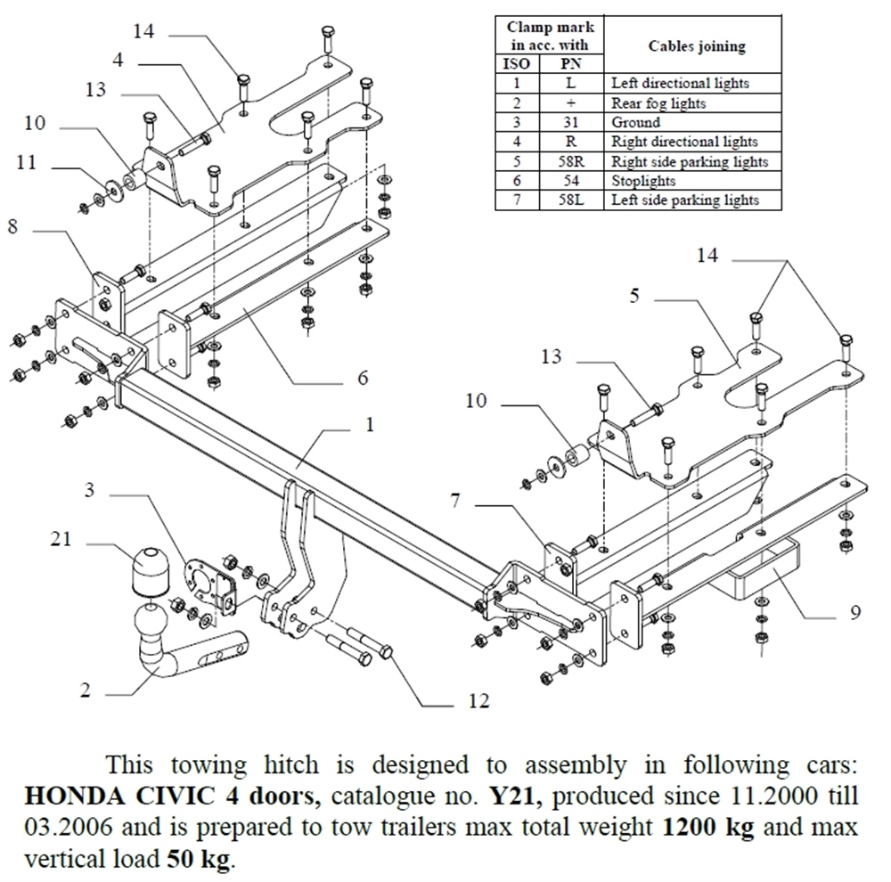Honda Civic 4K Çeki Demiri , Kuğu Boynu - Sabit , 2000 - 2006