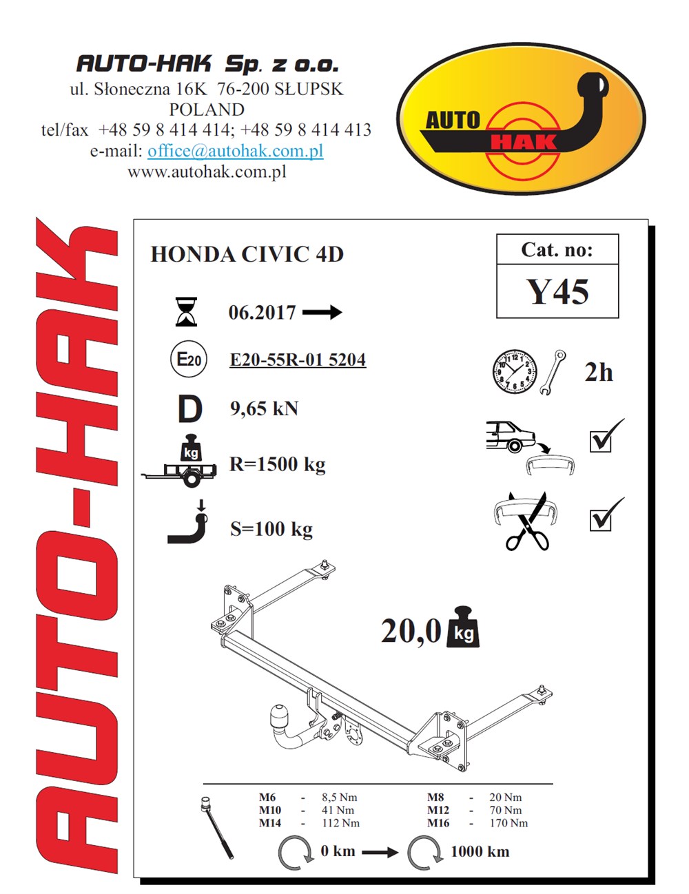 Honda Civic 4K Çeki Demiri , Kuğu Boynu - Sabit , 2017 - Bugüne