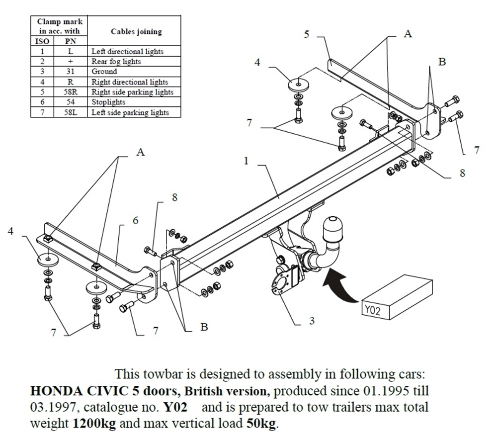 Honda Civic 5K Çeki Demiri , Kuğu Boynu - Sabit , 1995 - 1997