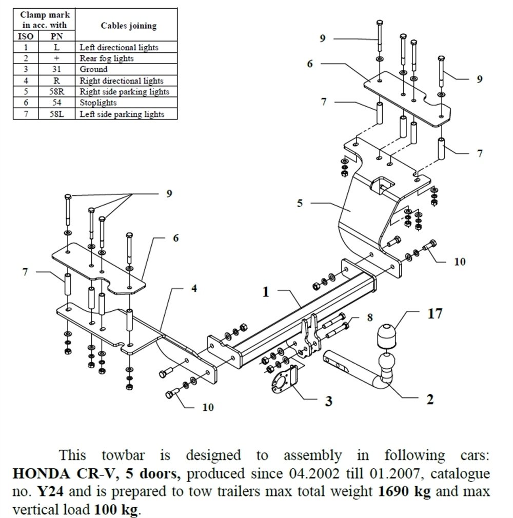 Honda CR-V Çeki Demiri , Kuğu Boynu - Sabit , 2002 - 2007