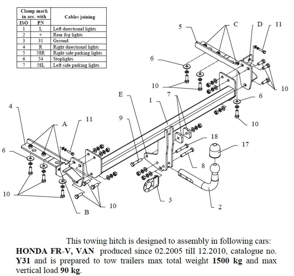 Honda FR-V Çeki Demiri , Kuğu Boynu - Sabit , 2005 - 2010