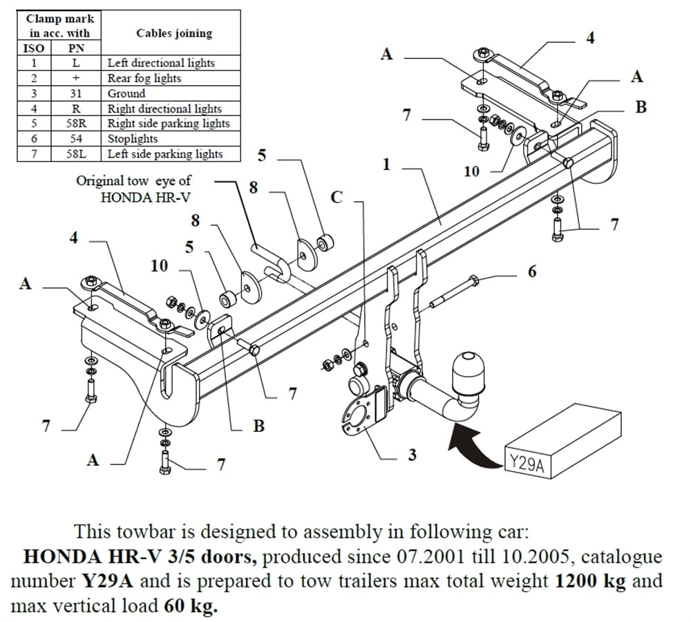 Honda HR-V Çeki Demiri , Yatay Sökülebilir , 2001 - 2005