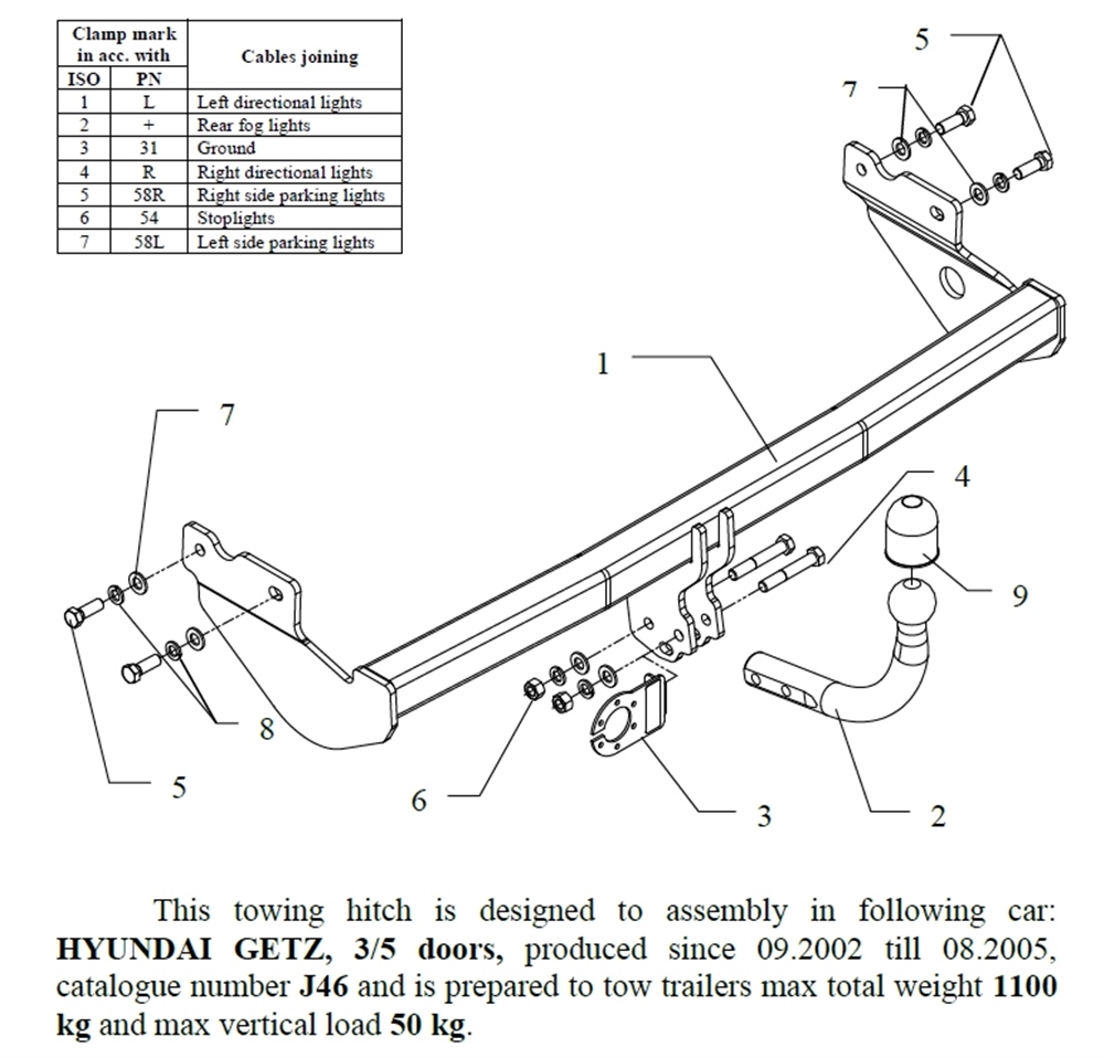 Hyundai Getz Çeki Demiri , Kuğu Boynu - Sabit , 2002 - 2005