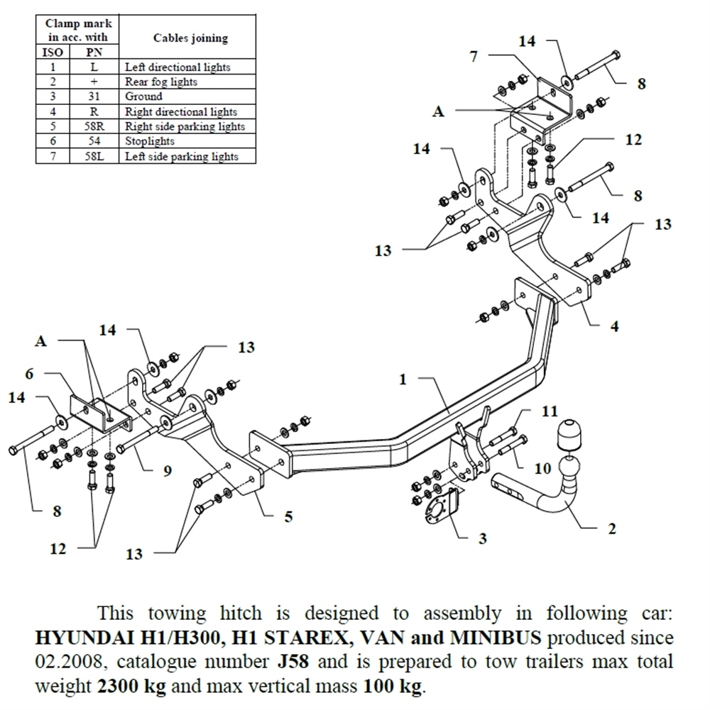 Hyundai H1-Van Çeki Demiri , Kuğu Boynu - Sabit , 2008 - Bugüne