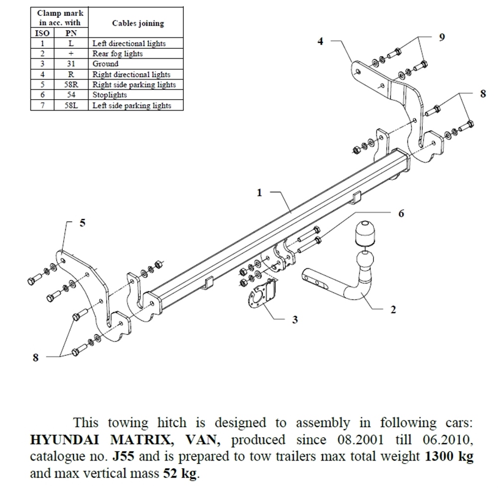Hyundai Matrix Çeki Demiri , Kuğu Boynu - Sabit , 2001 - 2010