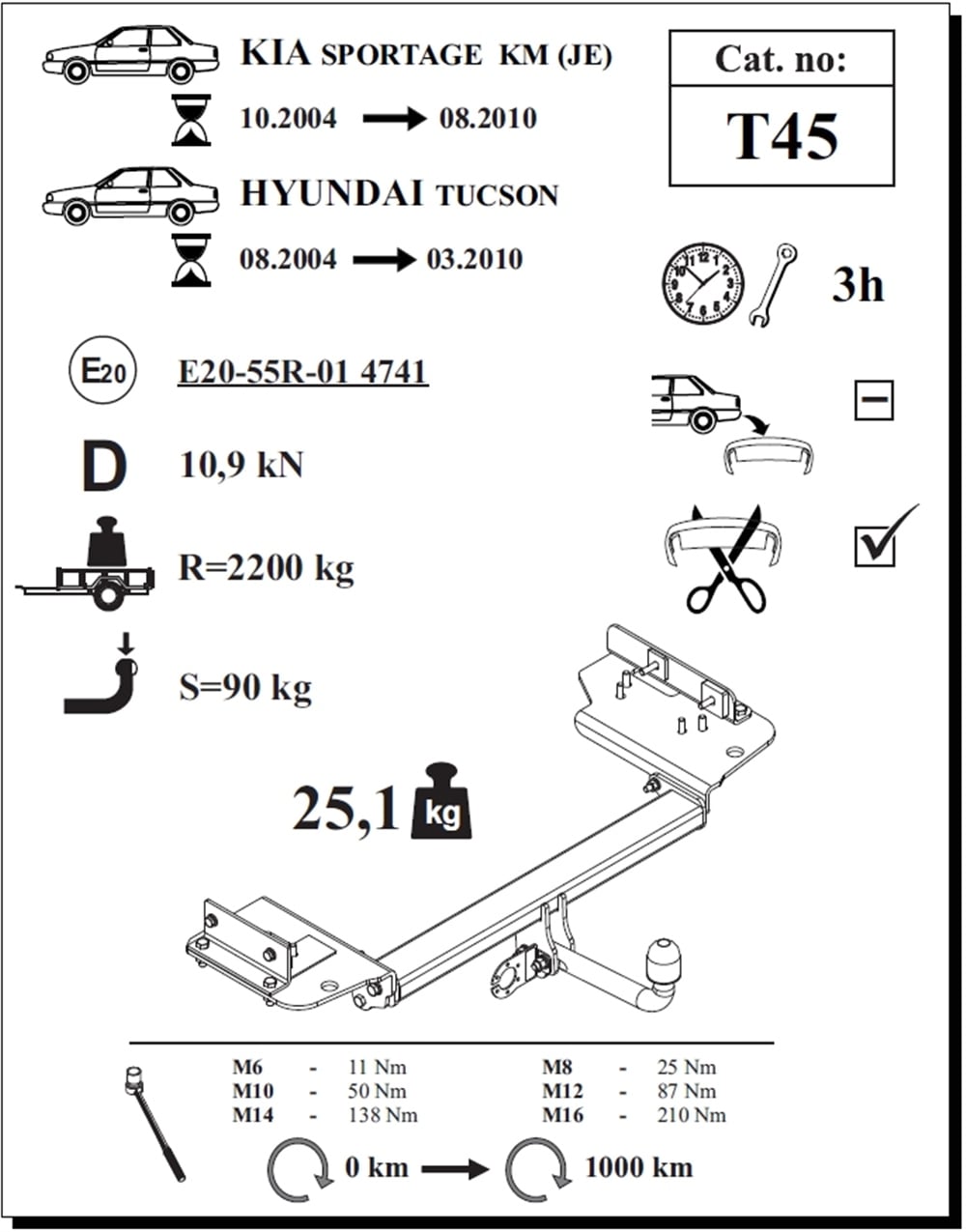 Hyundai Tucson Çeki Demiri , Kuğu Boynu - Sabit , 2004 - 2010