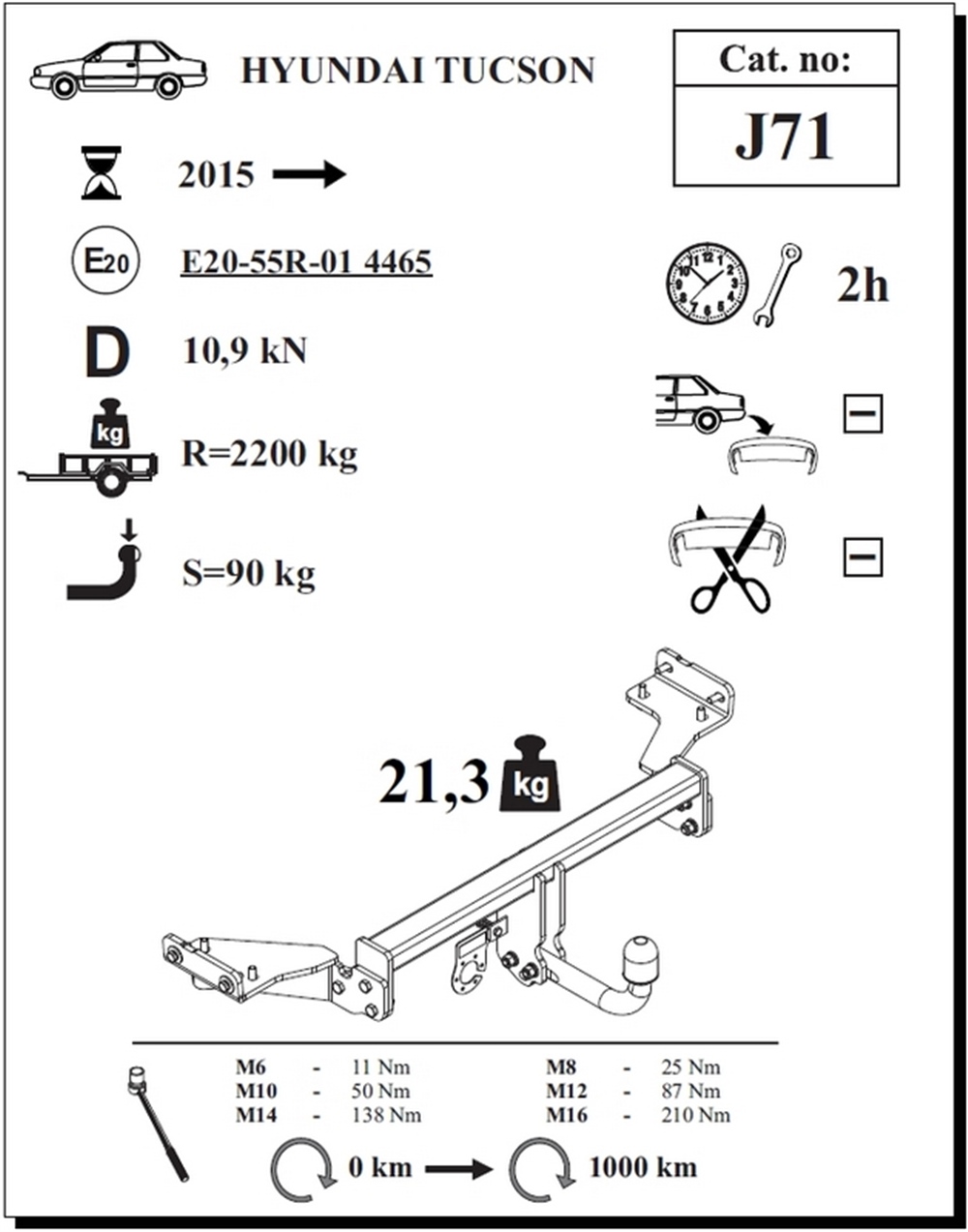 Hyundai Tucson Çeki Demiri , Kuğu Boynu - Sabit , 2015 - 2018