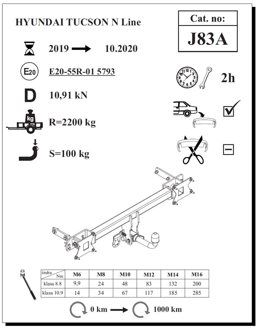 Hyundai Tucson N Line Çeki Demiri , Yatay Sökülebilir , 2019 - 2020