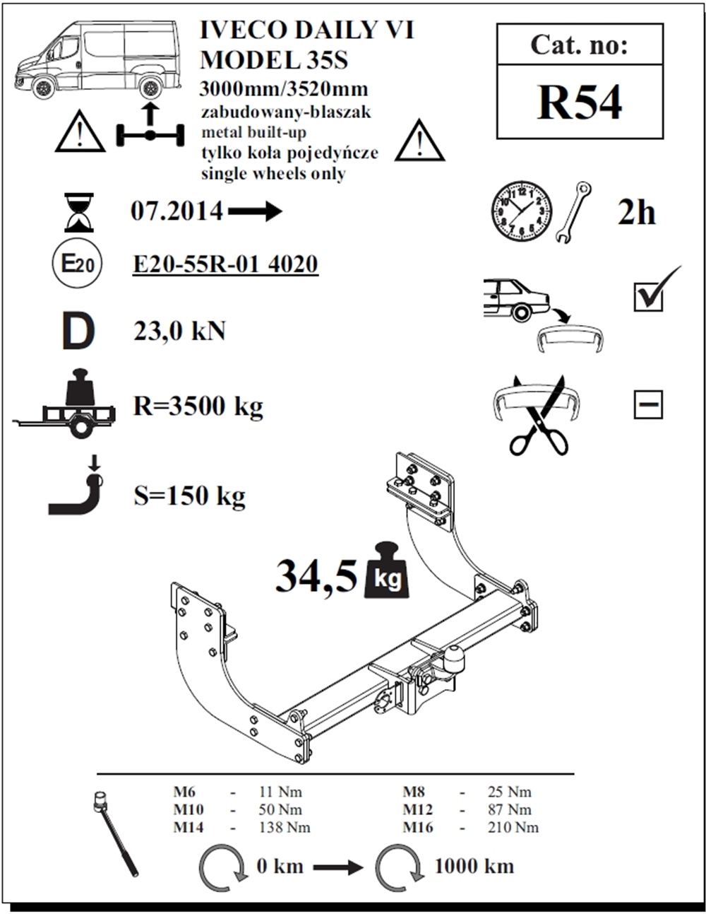 Iveco Daily Panelvan Çeki Demiri , Flanşlı , 2014 - Bugüne