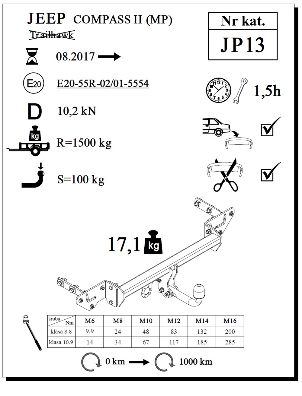 Jeep Compass Çeki Demiri , Kuğu Boynu - Sabit , 2017 - Bugüne