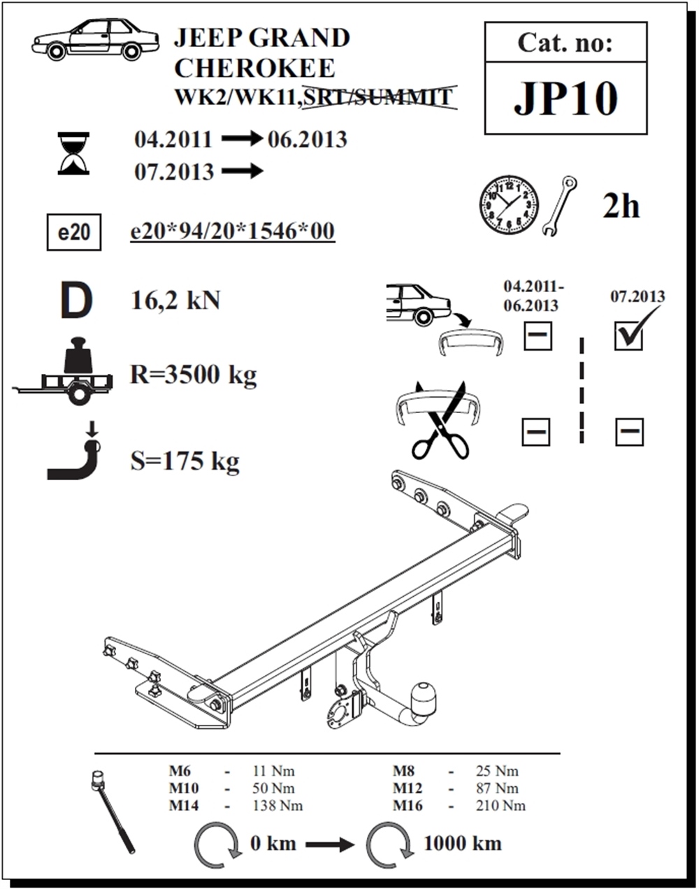 Jeep Grand Cherokee Çeki Demiri , Kuğu Boynu - Sabit , 2011 - Bugüne
