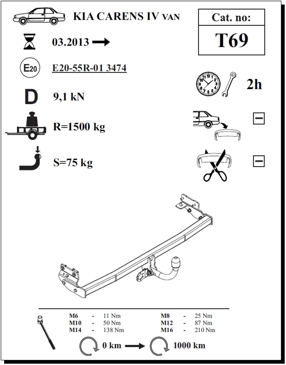 Kia Carens Çeki Demiri , Kuğu Boynu - Sabit , 2013 - Bugüne