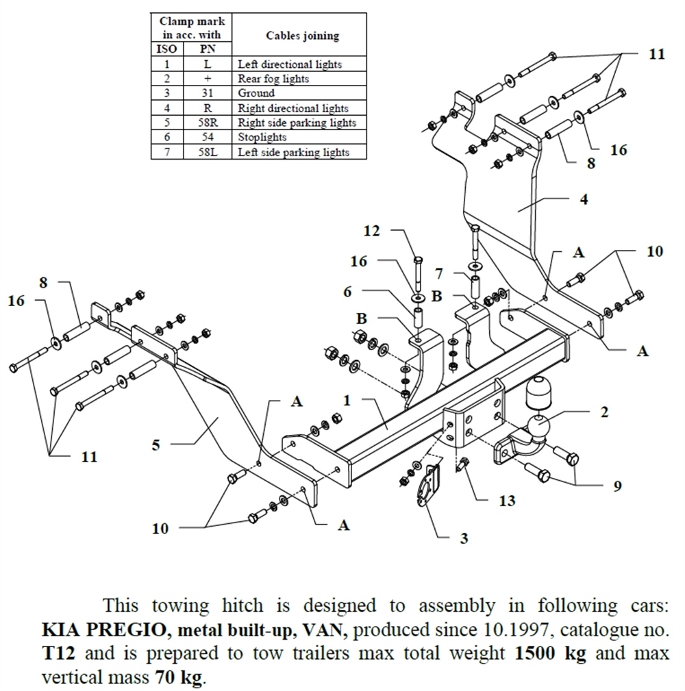 Kia Pregio Çeki Demiri , Flanşlı , 1997 - Bugüne