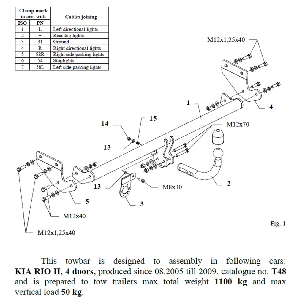 Kia Rio 4K Çeki Demiri , Kuğu Boynu - Sabit , 2005 - 2009