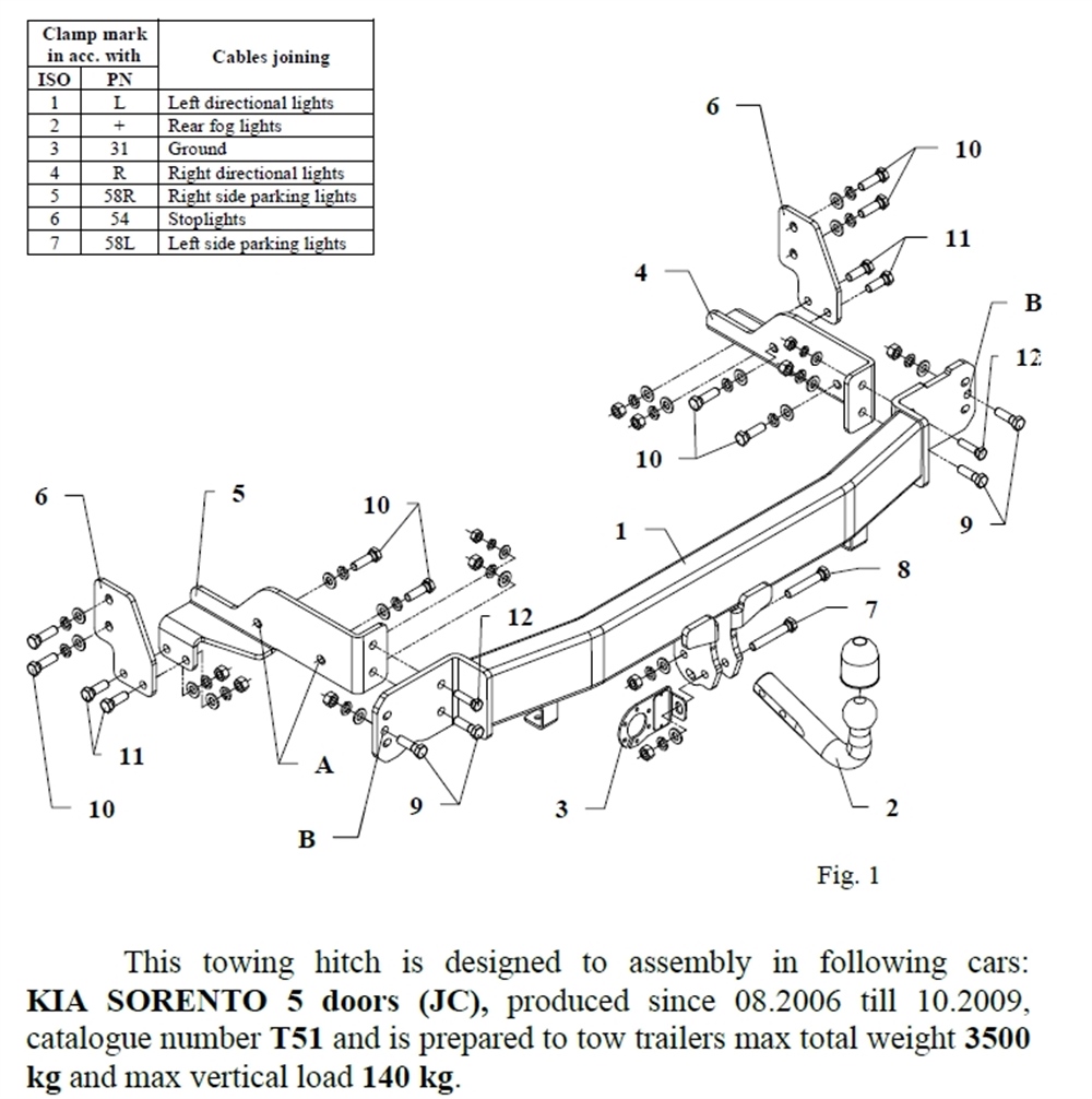 Kia Sorento Çeki Demiri , Kuğu Boynu - Sabit , 2006 - 2009