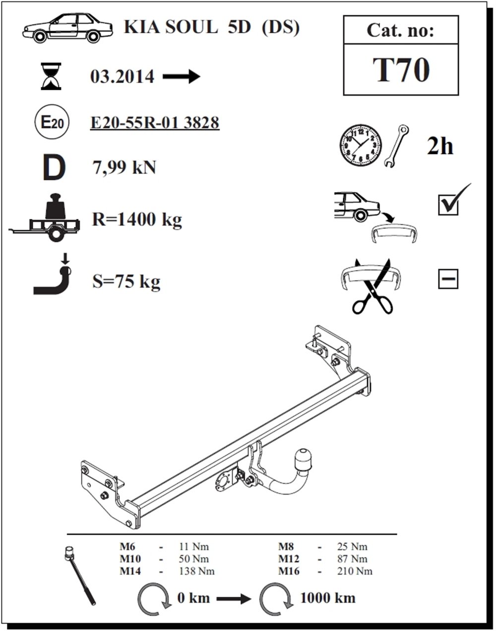 Kia Soul Çeki Demiri , Kuğu Boynu - Sabit , 2014 - Bugüne