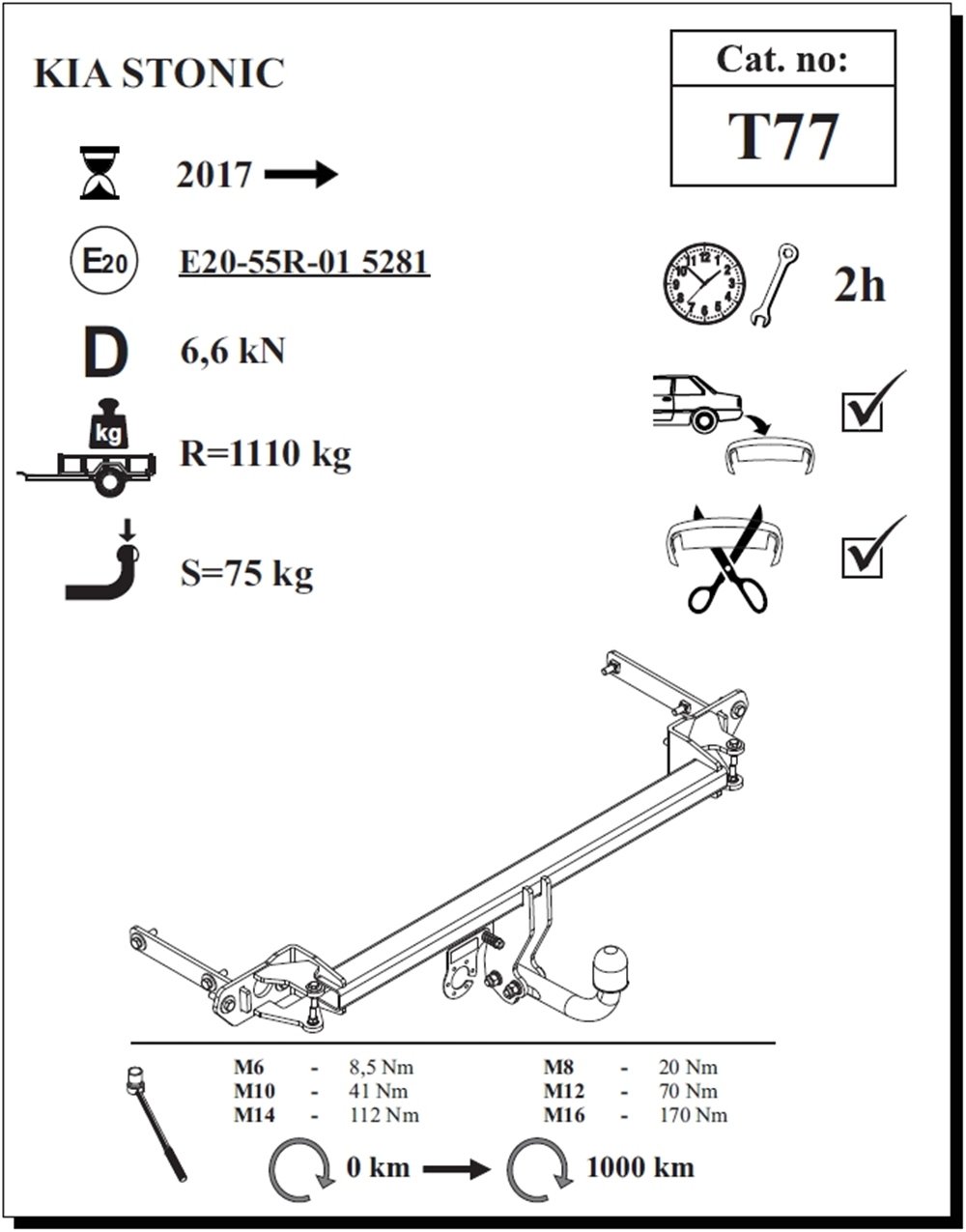 Kia Stonic Çeki Demiri , Kuğu Boynu - Sabit , 2017 - Bugüne