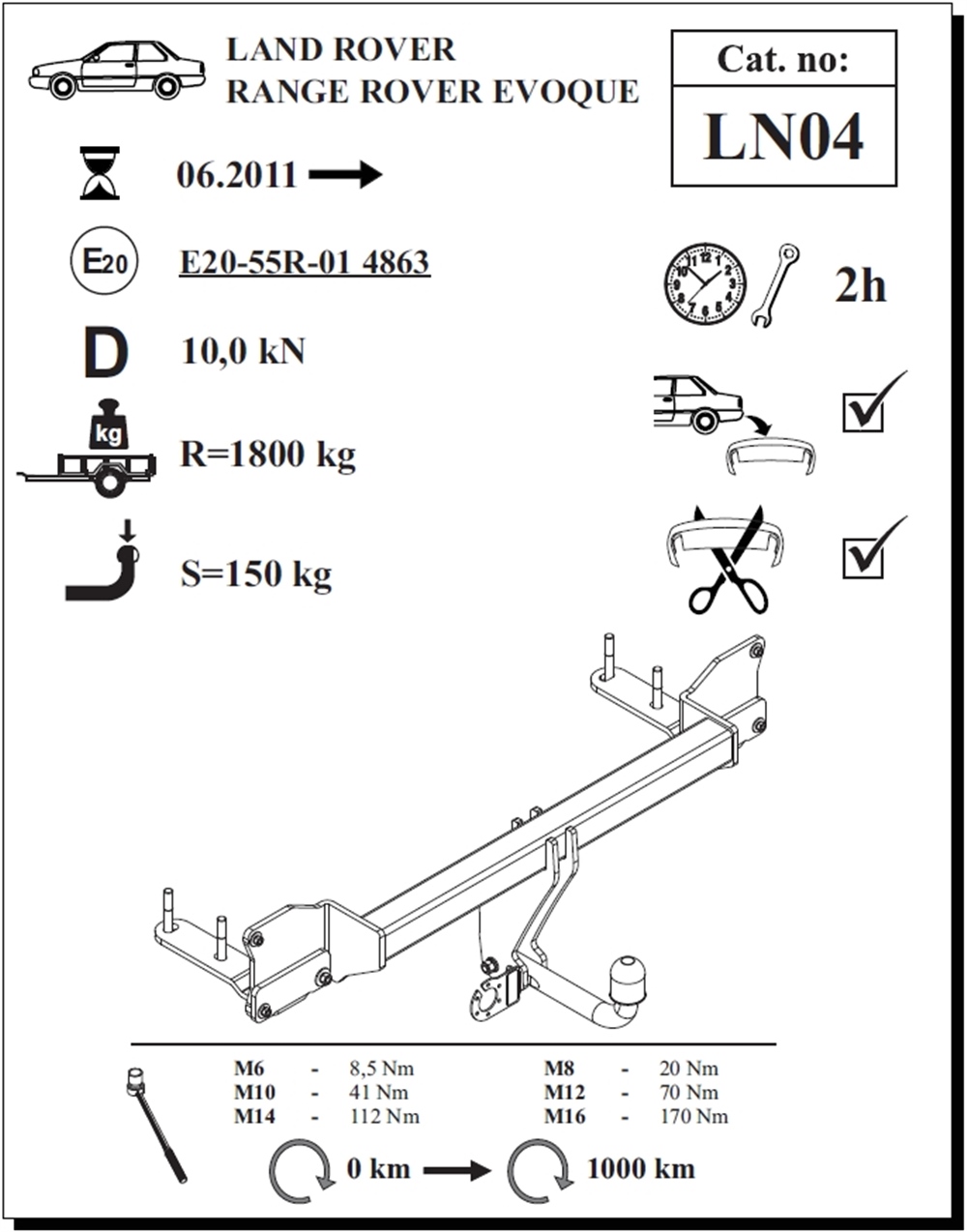 Land Rover - Range Rover Evoque Çeki Demiri , Kuğu Boynu - Sabit , 2011 - Bugüne