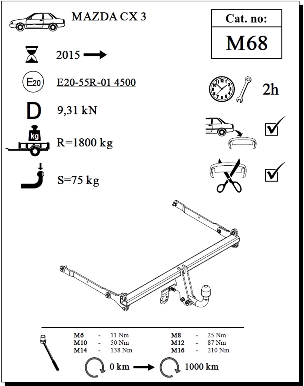 Mazda CX-3 Çeki Demiri, Kuğu Boynu - Sabit , 2015 - Bugüne