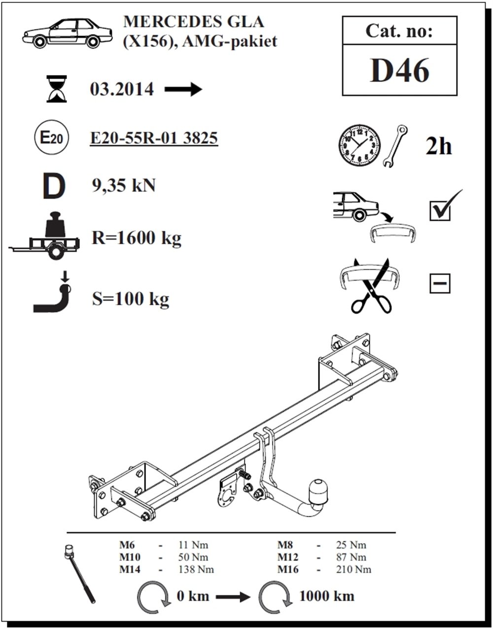 Mercedes GLA Çeki Demiri , Kuğu Boynu - Sabit , 2014 - Bugüne