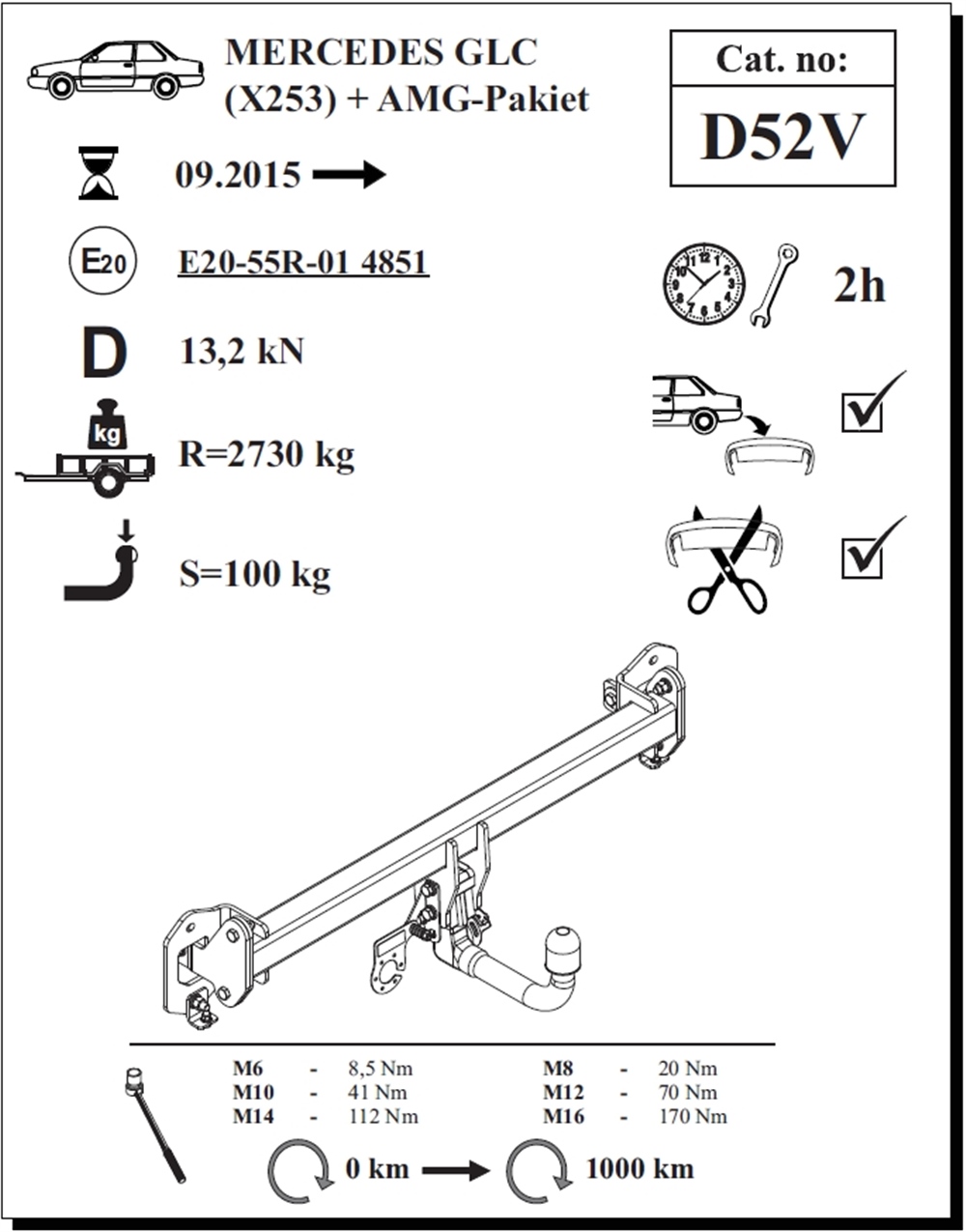 Mercedes GLC Çeki Demiri , Dikey Sökülebilir , 2015 - Bugüne