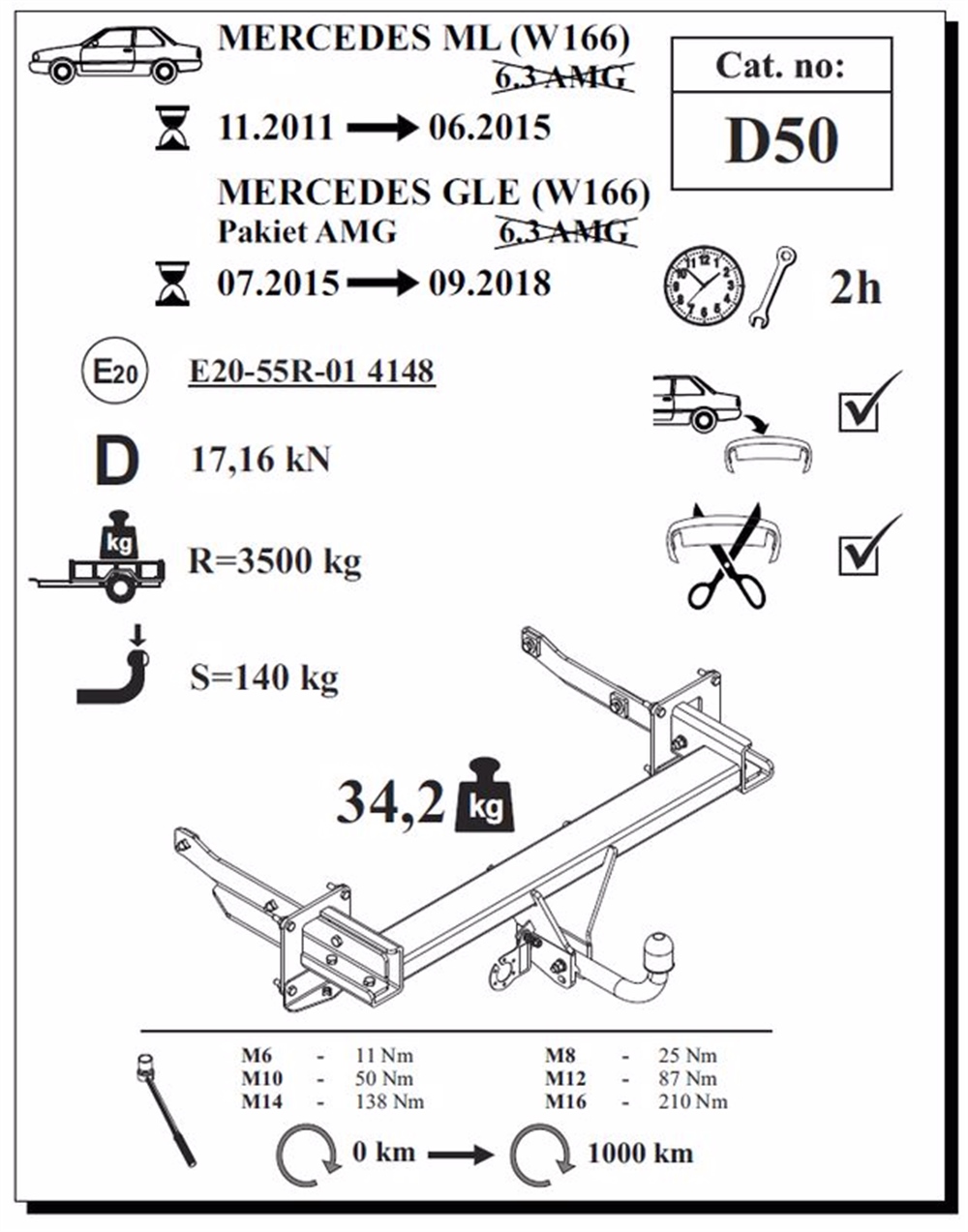 Mercedes GLE Coupe Çeki Demiri , Kuğu Boynu - Sabit , 2015 - 2018