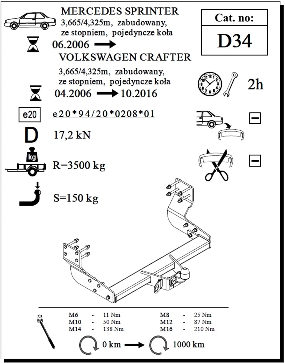 Mercedes Sprinter Panelvan (Tek Teker) Çeki Demiri , Flanşlı , 2006 - Bugüne