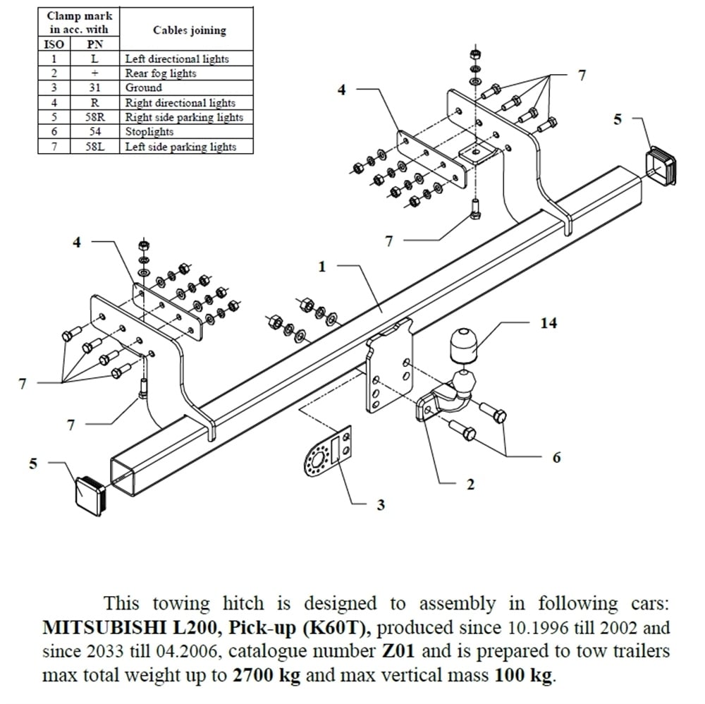 Mitsubishi L-200 Çeki Demiri , Flanşlı , 1996 - 2006
