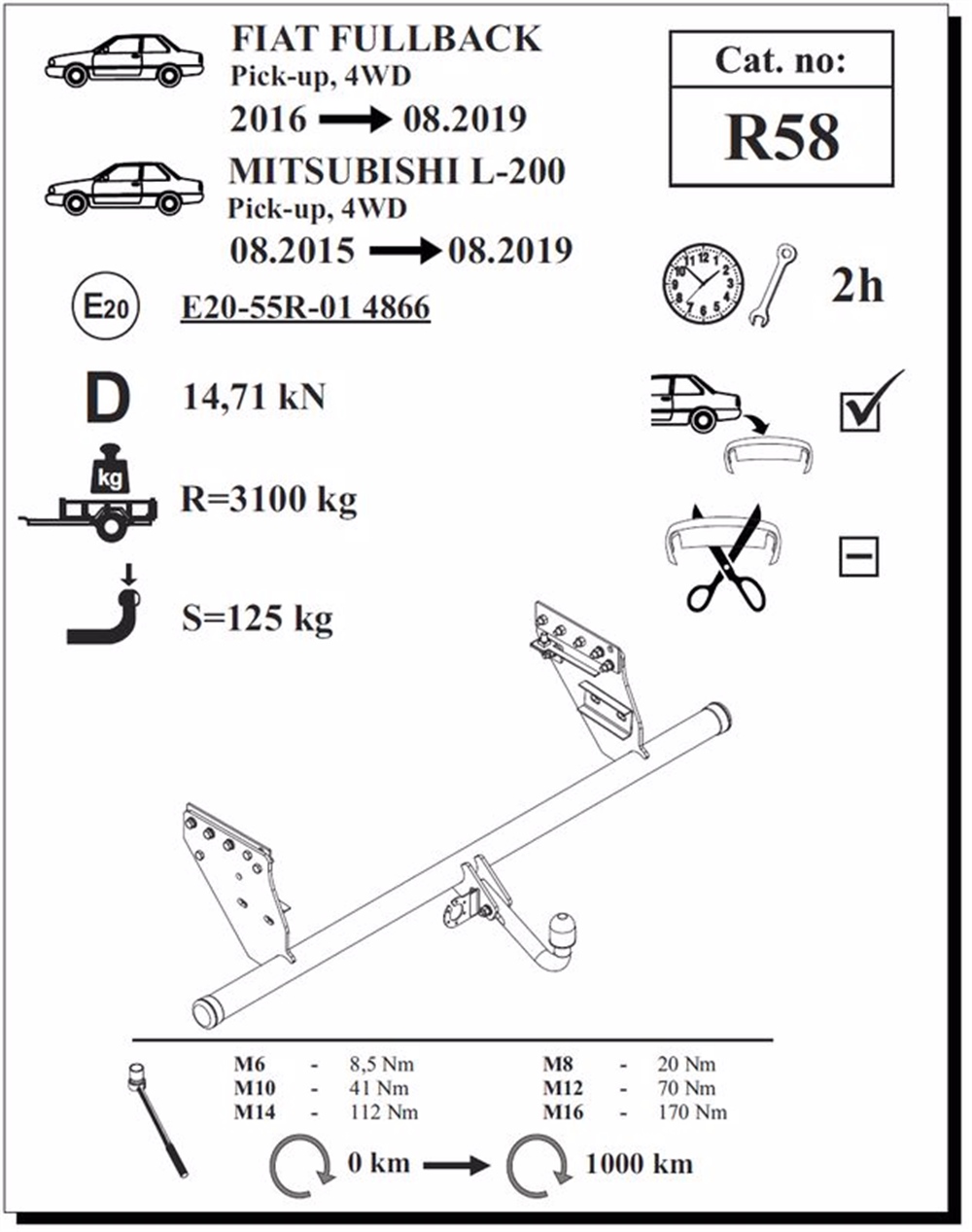 Mitsubishi L-200 Çeki Demiri, Kuğu Boynu, 2015 -2019