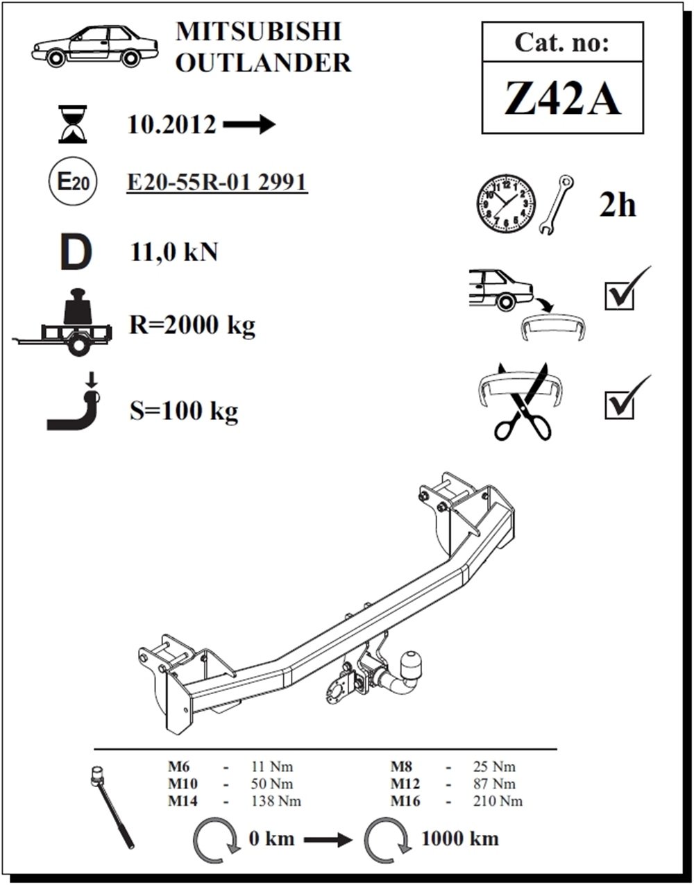 Mitsubishi Outlander Çeki Demiri , Yatay Sökülebilir , 2012 - Bugüne
