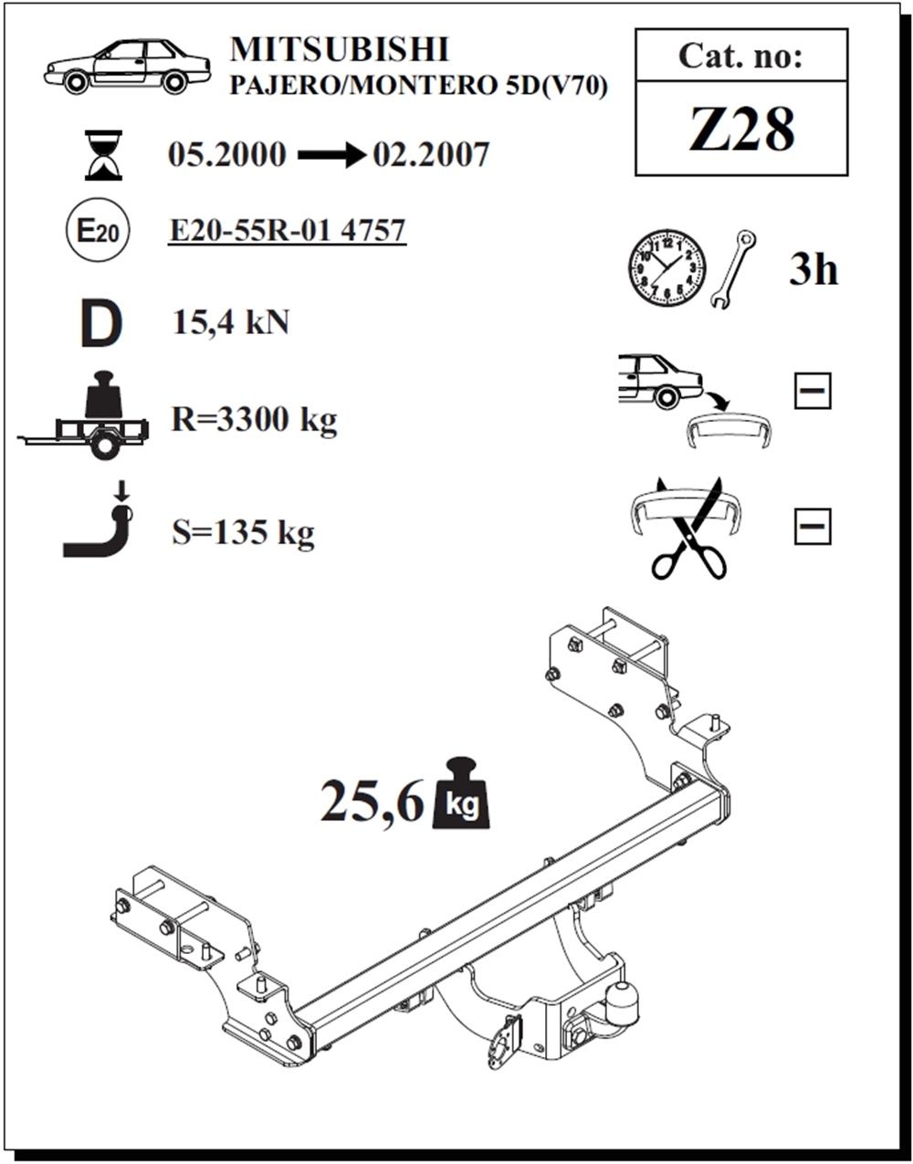 Mitsubishi Pajero Çeki Demiri , Flanşlı , 2000 - 2007