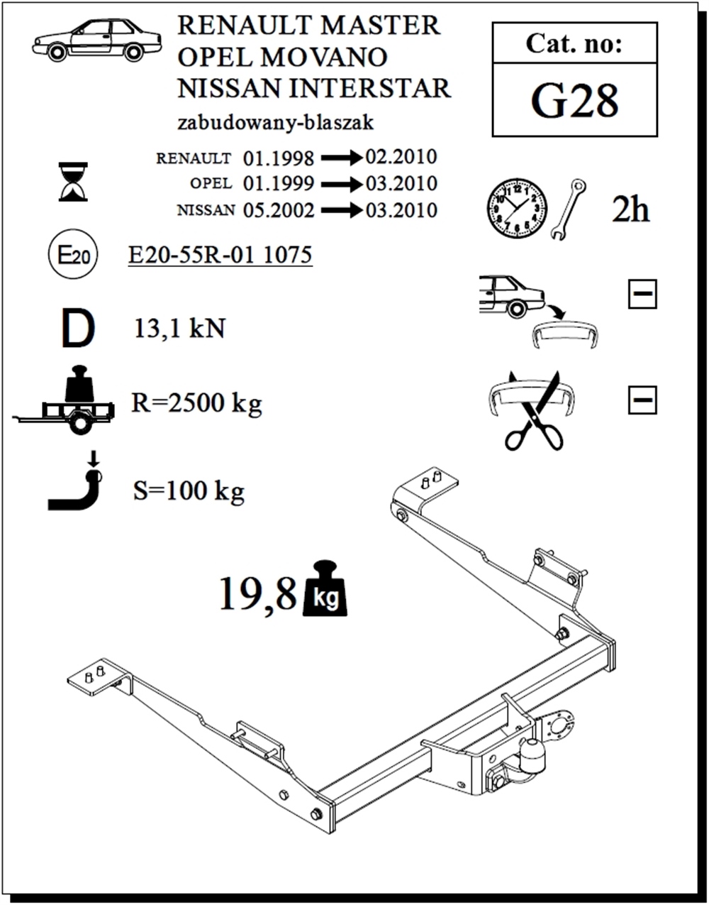 Nissan Interstar Panelvan Çeki Demiri , Flanşlı , 2002 -2010