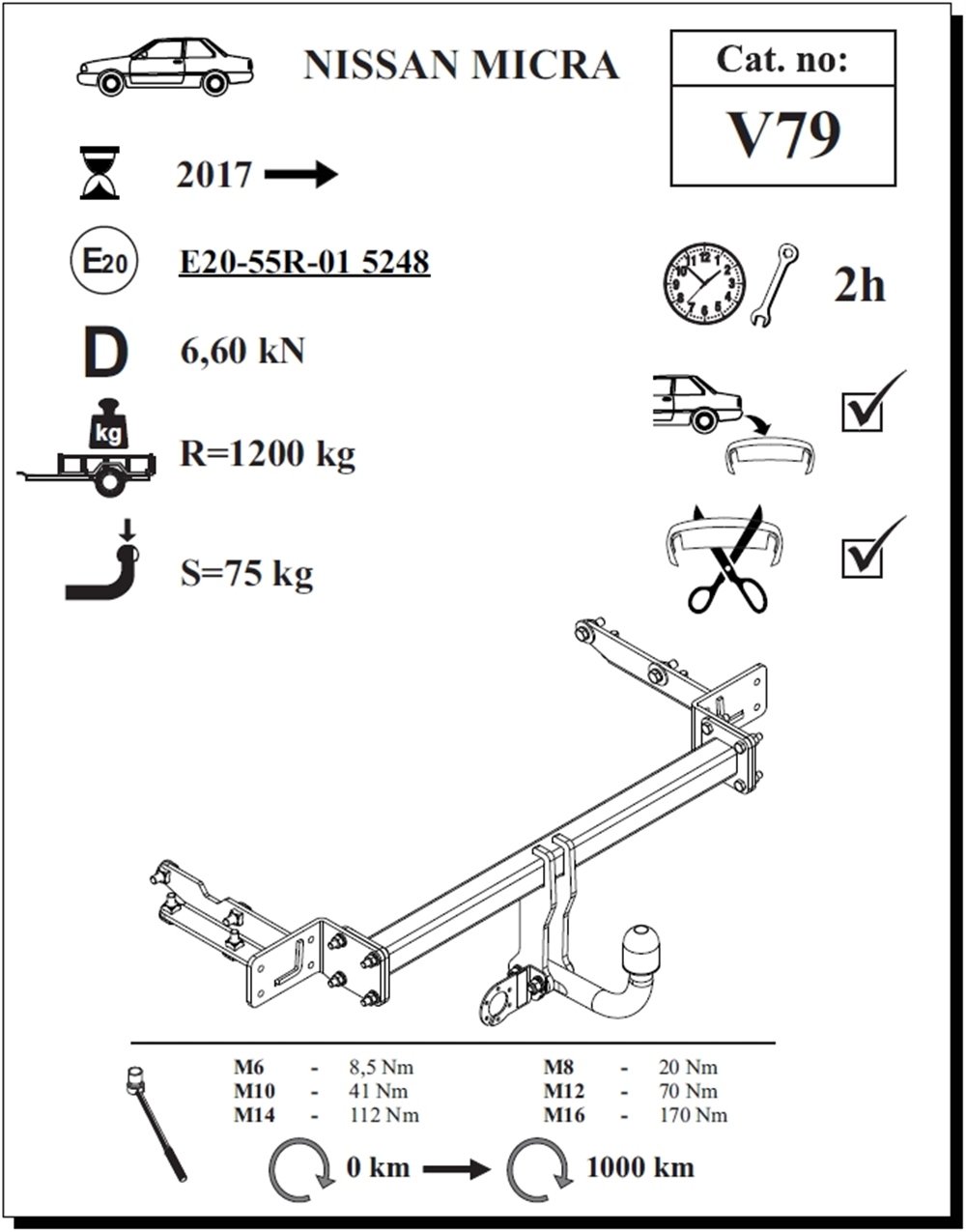 Nissan Micra Çeki Demiri , Kuğu Boynu - Sabit , 2017 - Bugüne