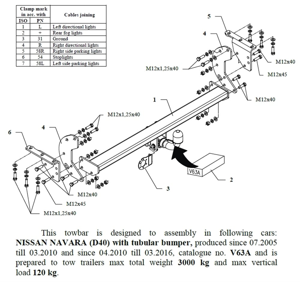 Nissan Navara (Yuvarlak Tampon) Çeki Demiri , Yatay Sökülebilir , 2005 - 2016