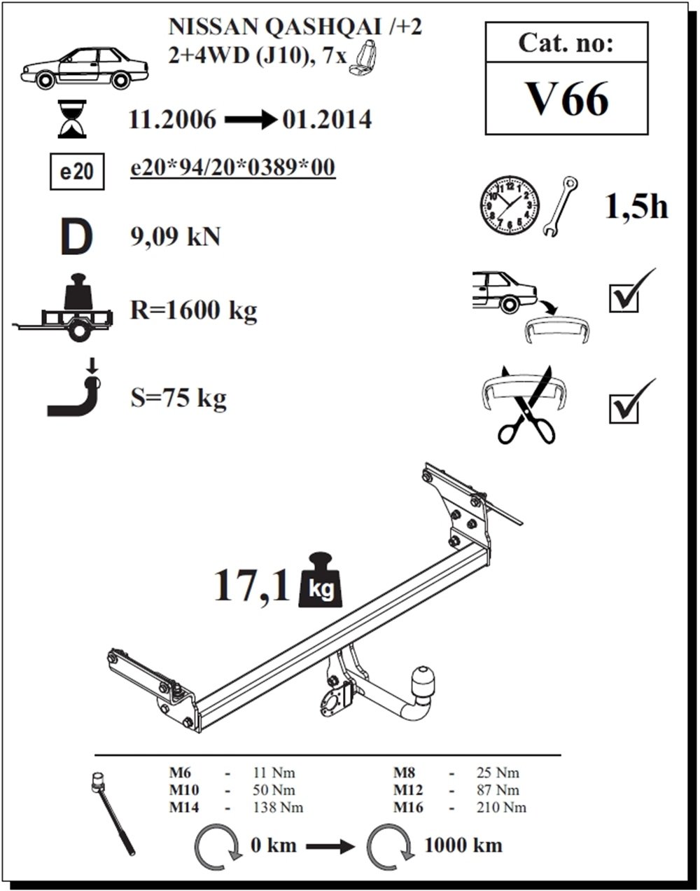 Nissan Qashqai Çeki Demiri , Kuğu Boynu - Sabit , 2006 - 2014