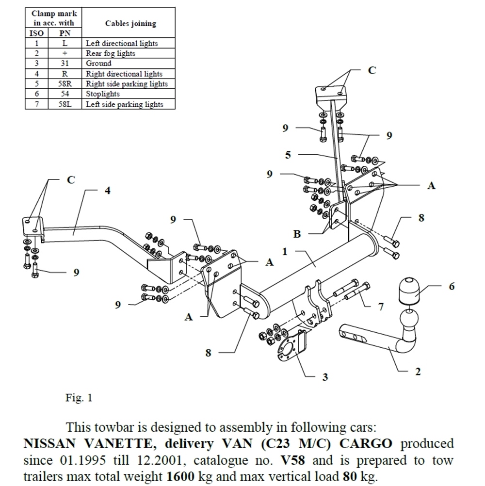 Nissan Vanette Çeki Demiri , Kuğu Boynu - Sabit , 1995 - 2001