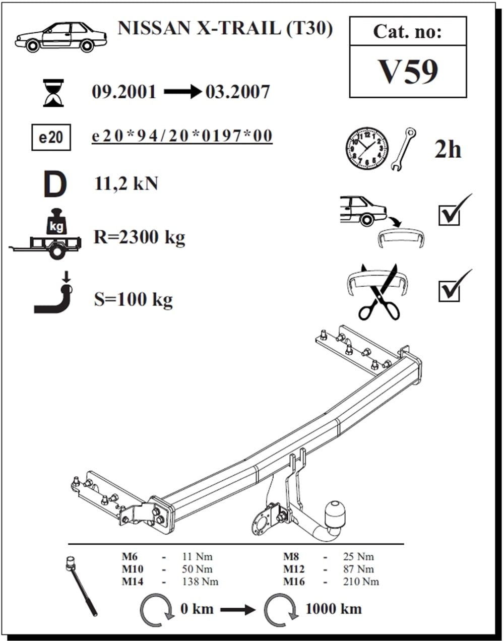Nissan X-Trail Çeki Demiri , Kuğu Boynu - Sabit , 2001 - 2007