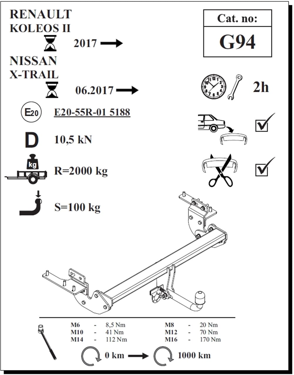 Nissan X-Trail Çeki Demiri , Kuğu Boynu - Sabit , 2017 - Bugüne
