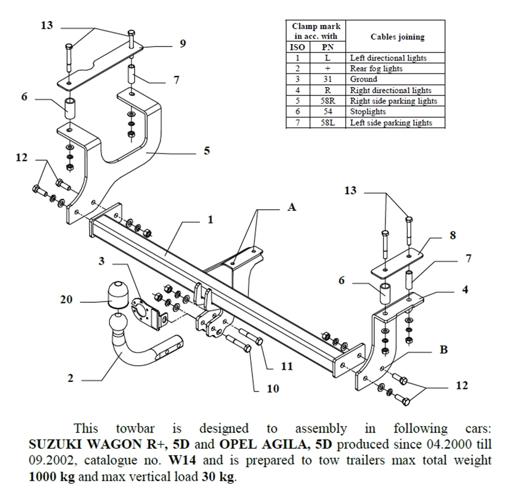 Opel Agila Çeki Demiri , Kuğu Boynu - Sabit , 2000 - 2002