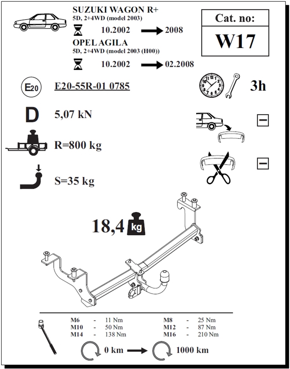 Opel Agila Çeki Demiri , Kuğu Boynu - Sabit , 2002 - 2008