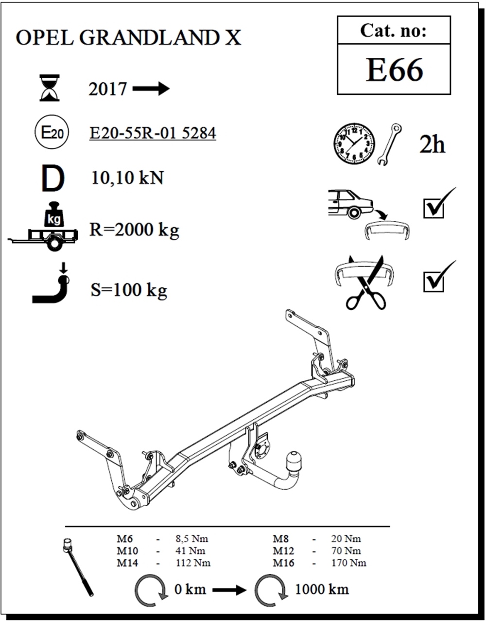 Opel Grandland X Çeki Demiri , Kuğu Boynu - Sabit , 2017 -Bugüne