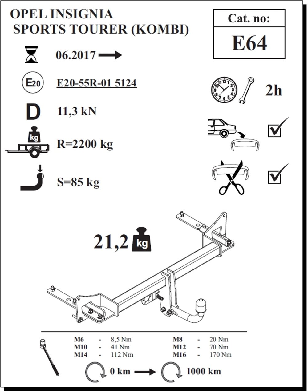 Opel Insignia Sports Tourer Çeki Demiri , Kuğu Boynu - Sabit , 2017 - Bugüne
